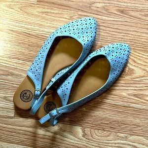 So - Grey sling back leather flats size 9